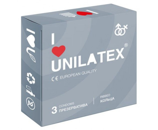 Презервативы с рёбрами Unilatex Ribbed - 3 шт.
