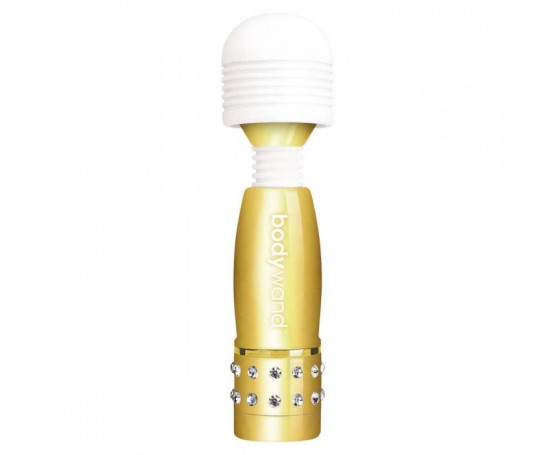 Золотистый жезловый мини-вибратор с кристаллами Mini Massager Gold Edition