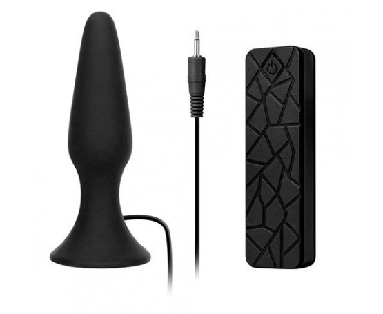 Чёрная вибропробка MENZSTUFF 5INCH SLIM INTRUDER BUTT PLUG - 13 см.