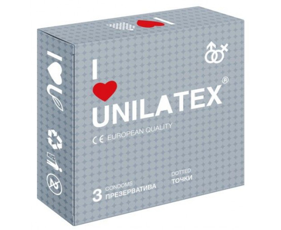 Презервативы с точками Unilatex Dotted - 3 шт. 