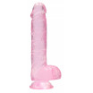 Розовый фаллоимитатор Realrock Crystal Clear 8 inch - 21 см.