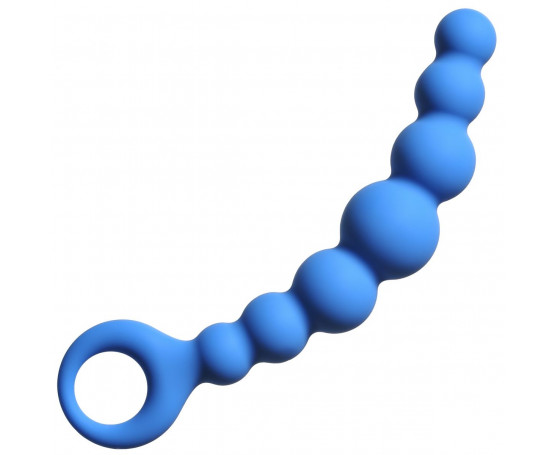 Синяя упругая анальная цепочка Flexible Wand - 18 см.