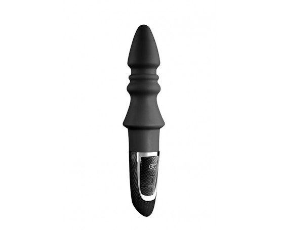 Черный конический анальный вибромассажер-ёлочка JOYFUL PLUG VIBRATOR 5.5INCH - 14 см.