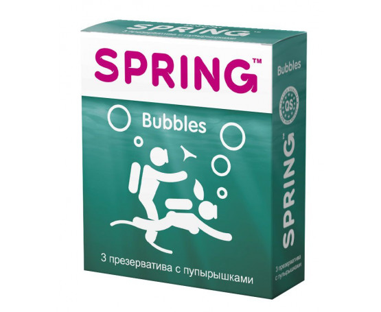 Презервативы SPRING BUBBLES с пупырышками - 3 шт.