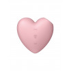 Розовый вибромассажер Cutie Heart с вакуум-волновой стимуляцией