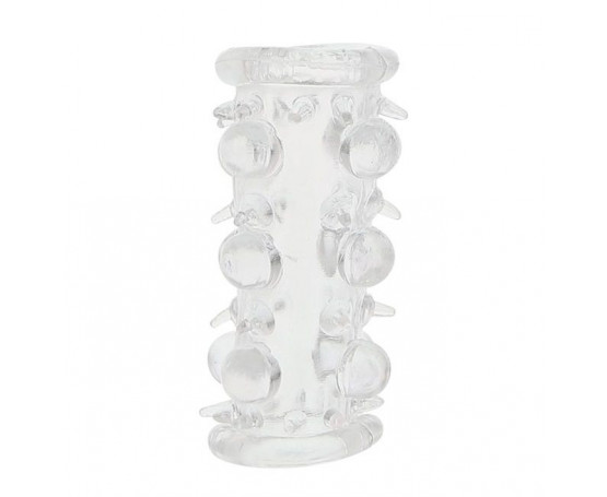 Прозрачная насадка на пенис с шипами и бугорками JELLY JOY LUST CLUSTER CLEAR