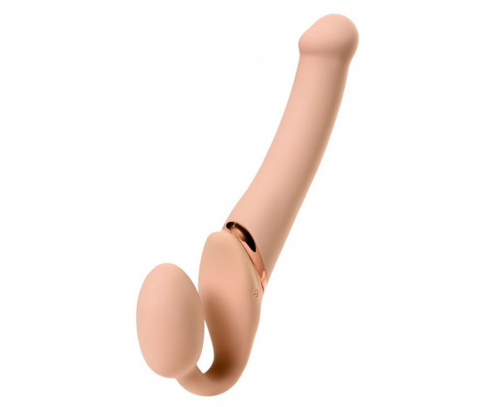 Телесный безремневой вибрострапон Silicone Bendable Strap-On - size M