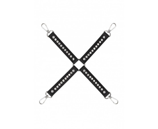 Черный крестообразный фиксатор Diamond Studded Hogtie