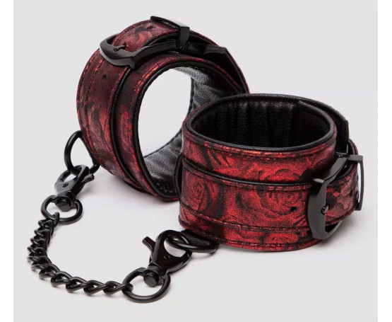 Красно-черные наручники Reversible Faux Leather Wrist Cuffs