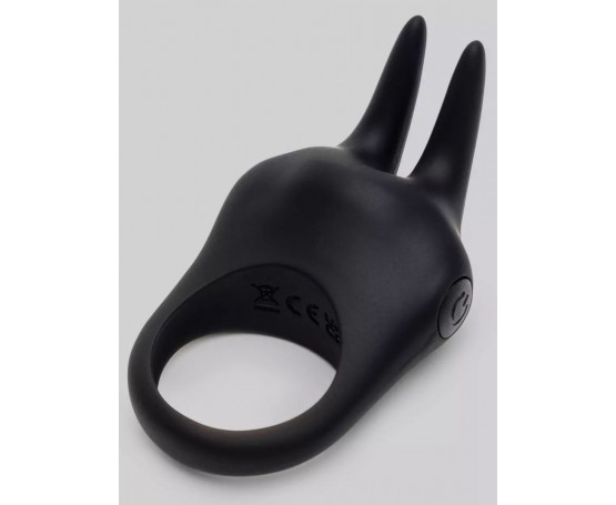 Черное эрекционное виброкольцо Sensation Rechargeable Vibrating Rabbit Love Ring