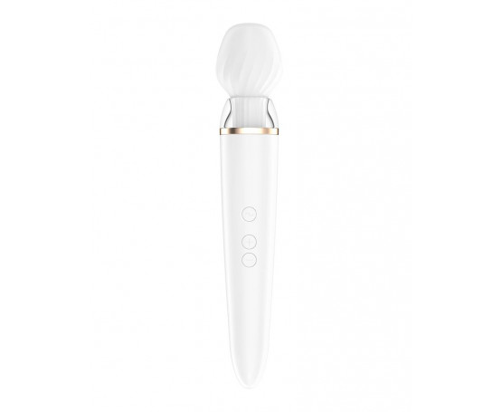 Белый вибромассажер Satisfyer Double Wand-er со сменными насадками