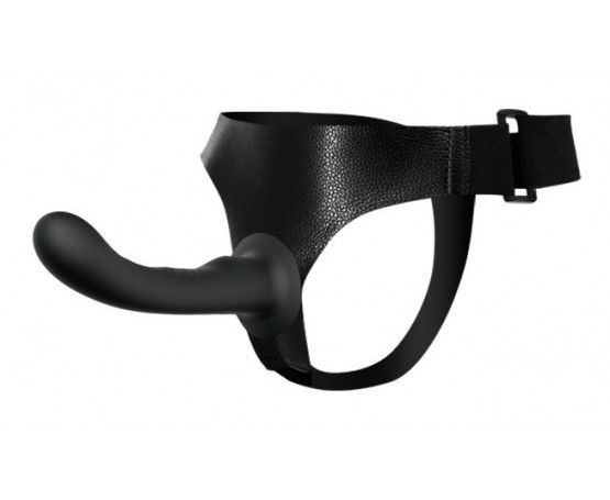Страпон с изогнутой головкой Ultra Harness Curvy Dildo - 15,8 см.
