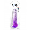 Фиолетовый фаллоимитатор с мошонкой на присоске 8’’ Cock with Balls - 22,2 см.