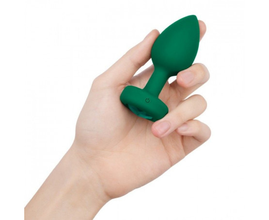 Зеленая анальная вибровтулка с кристаллом Vibrating Jewel Plug M/L - 10,5 см.