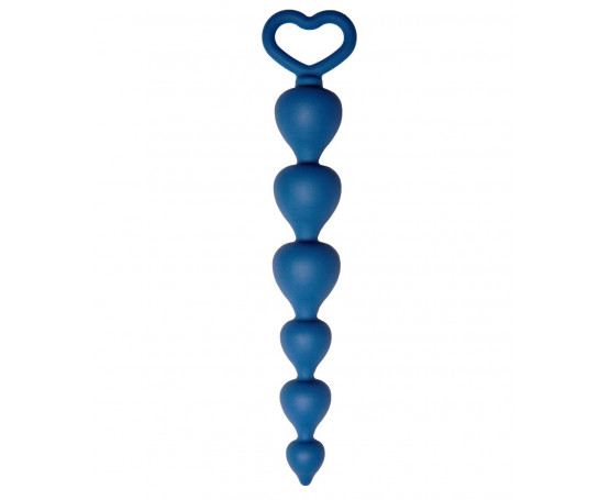 Синяя анальная цепочка Heart Ray - 17,5 см.