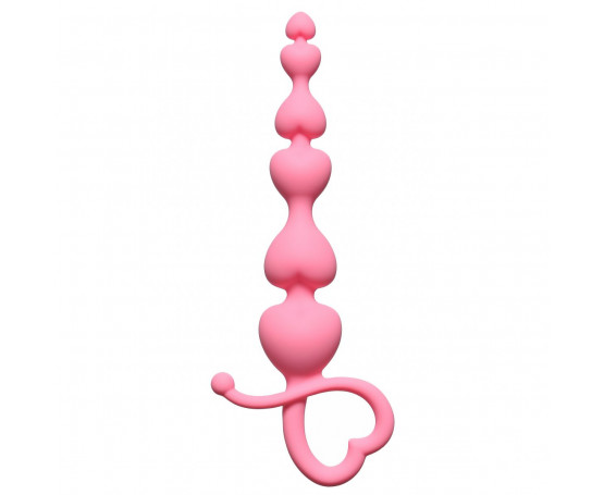Розовая анальная цепочка Begginers Beads - 18 см.