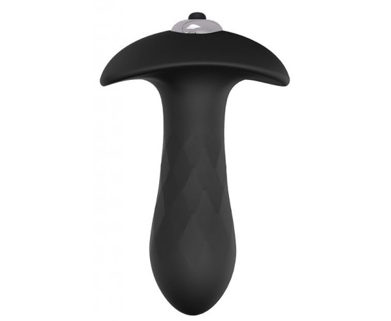 Черная анальная вибровтулка SINGLE SPEED DIAMOND PLUG - 9 см.