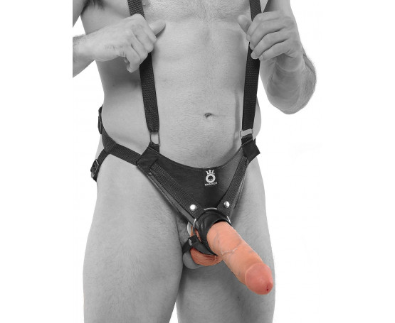 Страпон-система с телесной насадкой 10  Hollow Strap-On Suspender System - 25 см.