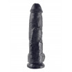 Реалистичный чёрный фаллоимитатор-гигант 10  Cock with Balls - 25,4 см.