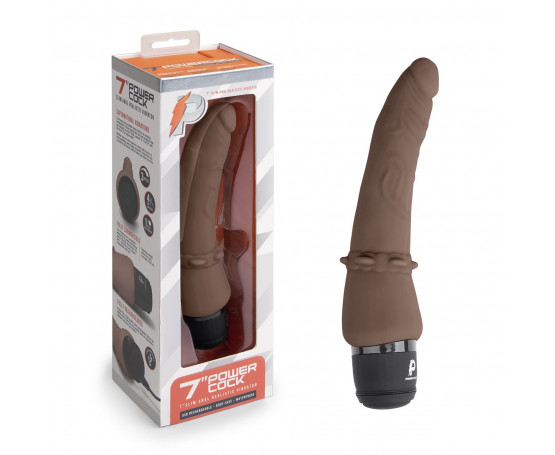 Коричневый анальный вибратор 7  Slim Anal Realistic Vibrator - 20 см.