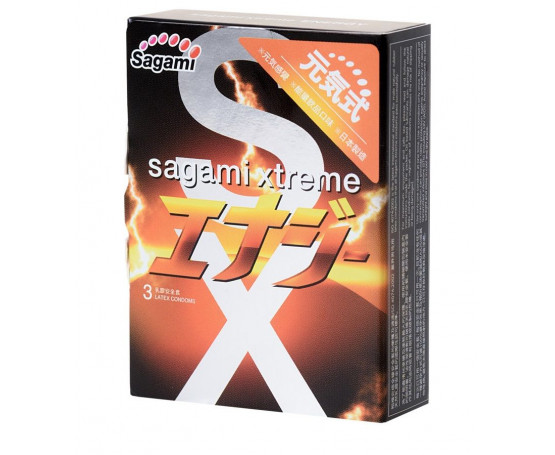 Презервативы Sagami Xtreme Energy с ароматом энергетика - 3 шт.