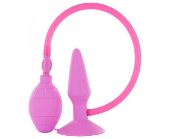 Розовая анальная пробка с расширением Inflatable Butt Plug Small - 10 см.