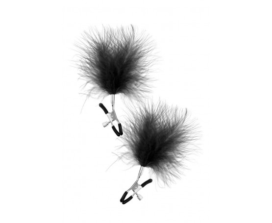 Зажимы на соски с черными пуховыми кисточками Sweet Caress Feather Nipple Clumps