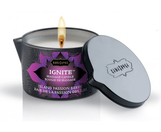 Массажная свеча Ignite Island Passion Berry с ароматом маракуйи и папайи - 170 гр.