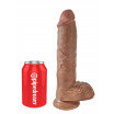 Фаллоимитатор-мулат с мошонкой 10  Cock with Balls на присоске - 25,4 см.