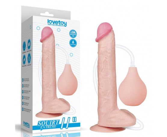 Телесный фаллоимитатор Squirt Extreme с имитацией эякуляции - 28 см.