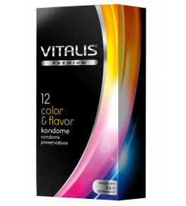 Цветные ароматизированные презервативы VITALIS PREMIUM color   flavor - 12 шт.