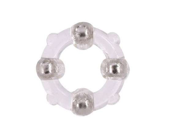 Эрекционное кольцо с 4 бусинами MENZSTUFF STUD RING CLEAR