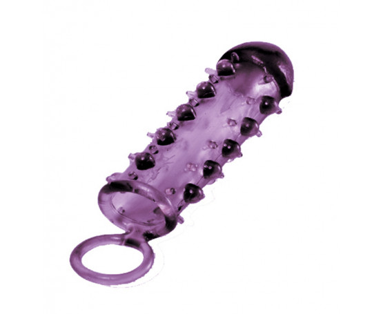 Закрытая фиолетовая насадка с пупырышками SAMURAI PENIS SLEEVE PURPLE - 14,5 см.