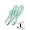 Зеленый вибратор-кролик Satisfyer Air Pump Bunny 5+ с функцией расширения - 20,4 см.