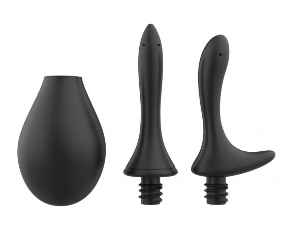 Черный анальный душ Nexus Anal Douche Set с 2 сменными насадками