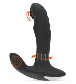 Черный вибромассажер простаты с функцией римминга Plug with Perineum Stimulator - 16,6 см.