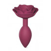 Сливовая анальная пробка с ограничителем-розой Open Rose Size M Butt Plug
