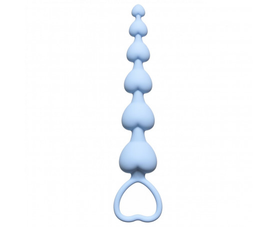 Голубая анальная цепочка Heart s Beads Blue - 18 см.