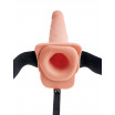 Телесный полый страпон с имитацией эякуляции 7.5  Hollow Squirting Strap-On with Balls - 21,6 см.