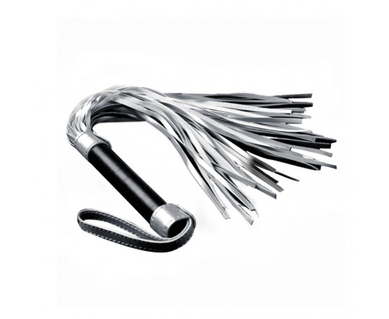 Серебристая плетка Struggle My Flogger с черной ручкой - 45 см.