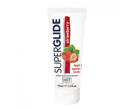 Гель на водной основе с ароматом клубники Superglide Strawberry - 75 мл.