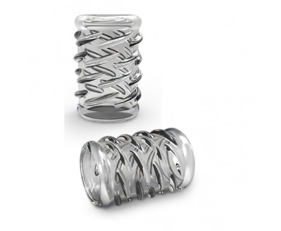 Прозрачная насадка с объёмными чёрточками STAY HARD COCK SLEEVE 06 CLEAR