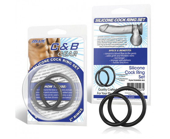 Набор из двух черных силиконовых колец разного диаметра SILICONE COCK RING SET
