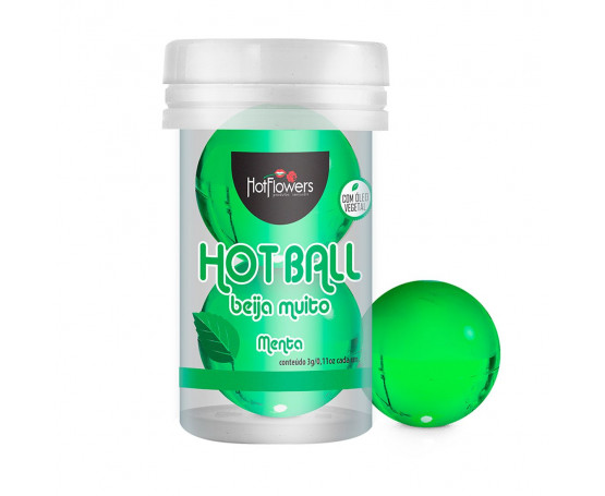 Лубрикант на масляной основе Hot Ball Beija Muito с ароматом мяты (2 шарика по 3 гр.)