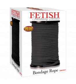 Черная веревка для связывания Bondage Rope - 60,9 м.