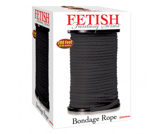 Черная веревка для связывания Bondage Rope - 60,9 м.