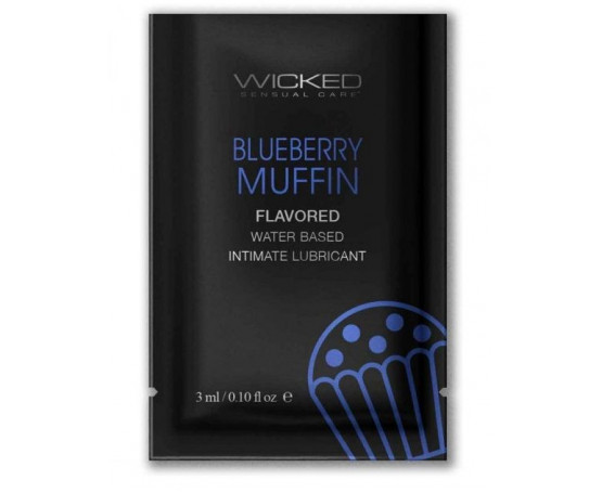 Лубрикант на водной основе с ароматом черничного маффина Wicked Aqua Blueberry Muffin - 3 мл.