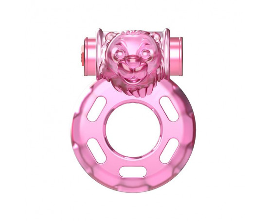 Розовое эрекционное кольцо с вибрацией Pink Bear