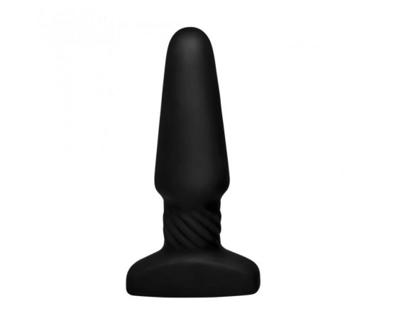 Черная анальная пробка Slim R Smooth Rimming Plug with Remote - 14 см.