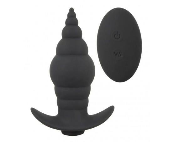 Черная анальная вибропробка RC Butt Plug - 9,6 см.